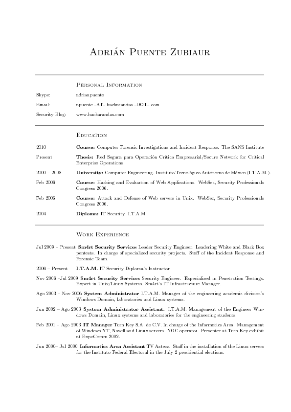 Curriculum Page 1